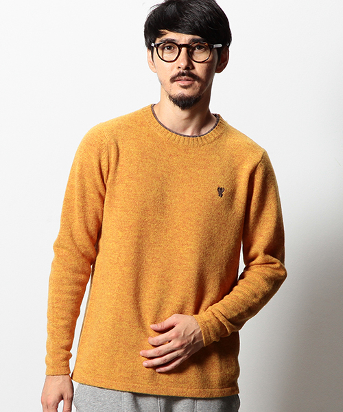 coen（コーエン）の「ラムウールクルーネックニットプルオーバー（ニット/セーター・メンズ・ダークグリーン/オフホワイト/マスタード/ネイビー/ライトグレー・LARGE/MEDIUM/X-LARGE/SMALL）」の5枚目の写真