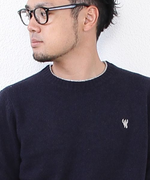 coen（コーエン）の「ラムウールクルーネックニットプルオーバー（ニット/セーター・メンズ・ダークグリーン/オフホワイト/マスタード/ネイビー/ライトグレー・LARGE/MEDIUM/X-LARGE/SMALL）」の17枚目の写真