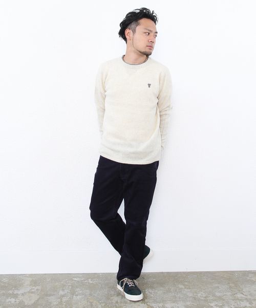 coen（コーエン）の「ラムウールクルーネックニットプルオーバー（ニット/セーター・メンズ・ダークグリーン/オフホワイト/マスタード/ネイビー/ライトグレー・LARGE/MEDIUM/X-LARGE/SMALL）」の7枚目の写真