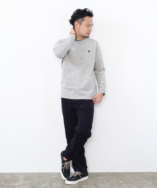 coen（コーエン）の「ラムウールクルーネックニットプルオーバー（ニット/セーター・メンズ・ダークグリーン/オフホワイト/マスタード/ネイビー/ライトグレー・LARGE/MEDIUM/X-LARGE/SMALL）」の8枚目の写真