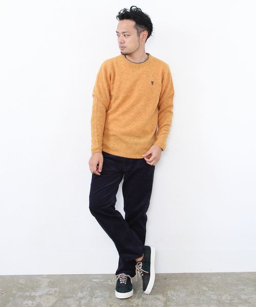 coen（コーエン）の「ラムウールクルーネックニットプルオーバー（ニット/セーター・メンズ・ダークグリーン/オフホワイト/マスタード/ネイビー/ライトグレー・LARGE/MEDIUM/X-LARGE/SMALL）」の11枚目の写真