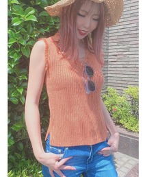 one way | フリンジノースリーブニット(ニット/セーター)