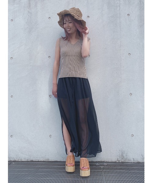 one way（ワンウェイ）の「フリンジノースリーブニット（ニット/セーター・レディース・ベージュ/ブラック/オレンジ/ライトブラウン/ブラウン系その他・FREE）」の9枚目の写真