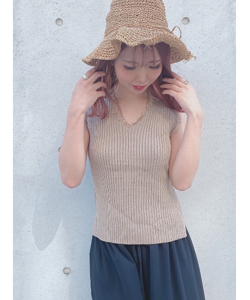 one way（ワンウェイ）の「フリンジノースリーブニット（ニット/セーター・レディース・ベージュ/ブラック/オレンジ/ライトブラウン/ブラウン系その他・FREE）」の18枚目の写真