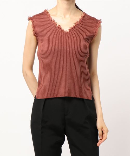 one way（ワンウェイ）の「フリンジノースリーブニット（ニット/セーター・レディース・ベージュ/ブラック/オレンジ/ライトブラウン/ブラウン系その他・FREE）」の19枚目の写真