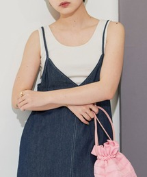 Aunt Marie's | 【前後2WAY】スクエアネック細リブタンクトップ【AUNT MARIE'S】(タンクトップ)