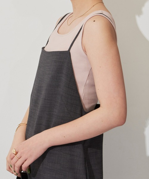 Aunt Marie's（アントマリーズ）の「【前後2WAY】スクエアネック細リブタンクトップ（タンクトップ・レディース・カーキ/ナチュラル/ダークブラウン/ブラック/ピンク・FREE）」の11枚目の写真