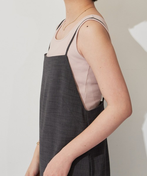 Aunt Marie's（アントマリーズ）の「【前後2WAY】スクエアネック細リブタンクトップ（タンクトップ・レディース・カーキ/ナチュラル/ダークブラウン/ブラック/ピンク・FREE）」の10枚目の写真