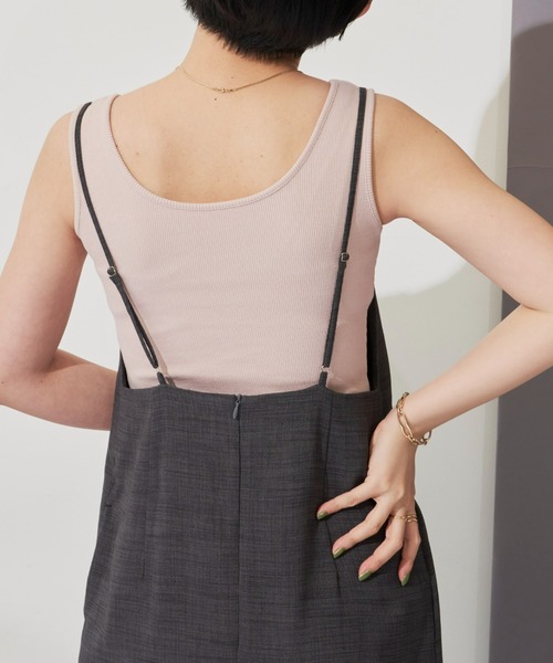 Aunt Marie's（アントマリーズ）の「【前後2WAY】スクエアネック細リブタンクトップ（タンクトップ・レディース・カーキ/ナチュラル/ダークブラウン/ブラック/ピンク・FREE）」の9枚目の写真