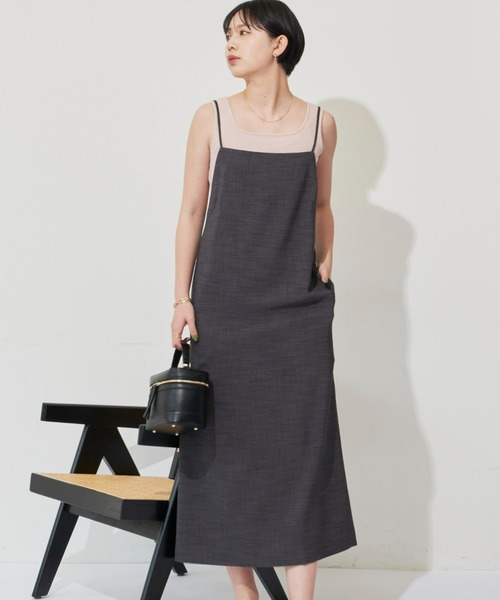 Aunt Marie's（アントマリーズ）の「【前後2WAY】スクエアネック細リブタンクトップ（タンクトップ・レディース・カーキ/ナチュラル/ダークブラウン/ブラック/ピンク・FREE）」の13枚目の写真