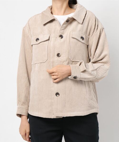 RAG MACHINE（ラグマシーン）の「【RAG MACHINE】ゆったりランダムコールＣＰＯシャツ（シャツ/ブラウス・レディース・ライトベージュ/ブラウン・M/L）」の2枚目の写真