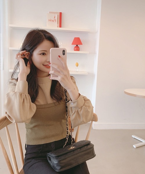 Girly Doll(ガーリードール)の「ベストビスチェ×ブラウスセットアップ 2枚セット(シャツ/ブラウス・レディース・ブラック/ベージュ/グレー/グレー系その他/ブラック系その他/キャメル/ブラック系その他2/グレー系その他2/イエロー系その他・FREE)」の13枚目の写真