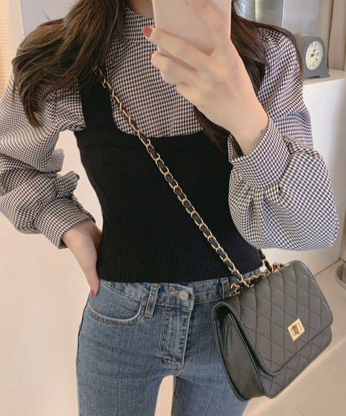 Girly Doll(ガーリードール)の「ベストビスチェ×ブラウスセットアップ 2枚セット(シャツ/ブラウス・レディース・ブラック/ベージュ/グレー/グレー系その他/ブラック系その他/キャメル/ブラック系その他2/グレー系その他2/イエロー系その他・FREE)」の14枚目の写真