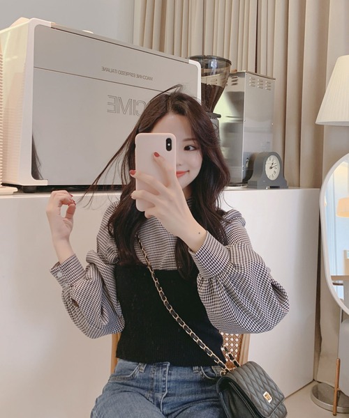 Girly Doll(ガーリードール)の「ベストビスチェ×ブラウスセットアップ 2枚セット(シャツ/ブラウス・レディース・ブラック/ベージュ/グレー/グレー系その他/ブラック系その他/キャメル/ブラック系その他2/グレー系その他2/イエロー系その他・FREE)」の15枚目の写真