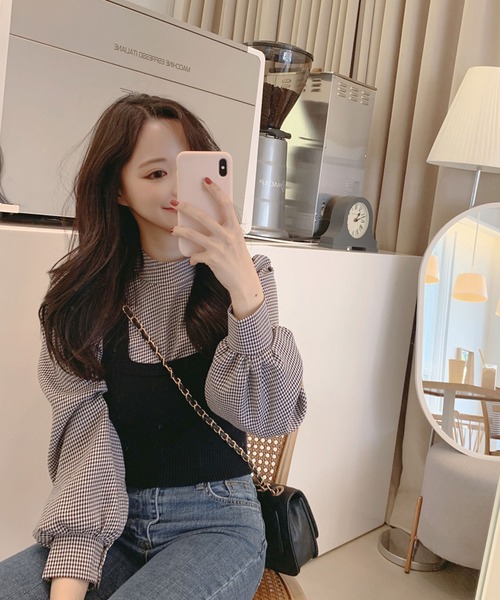 Girly Doll(ガーリードール)の「ベストビスチェ×ブラウスセットアップ 2枚セット(シャツ/ブラウス・レディース・ブラック/ベージュ/グレー/グレー系その他/ブラック系その他/キャメル/ブラック系その他2/グレー系その他2/イエロー系その他・FREE)」の11枚目の写真