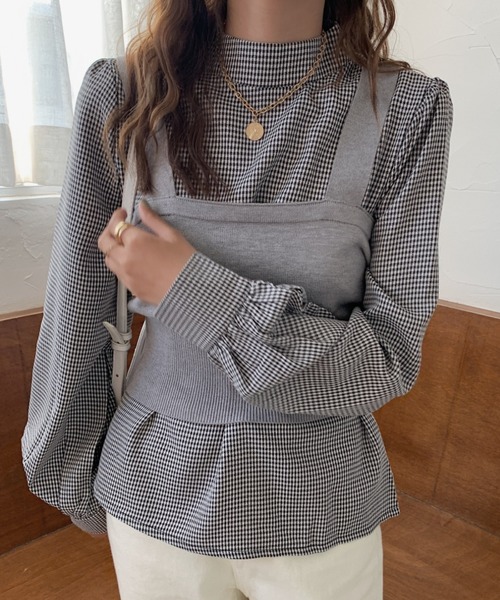 Girly Doll(ガーリードール)の「ベストビスチェ×ブラウスセットアップ 2枚セット(シャツ/ブラウス・レディース・ブラック/ベージュ/グレー/グレー系その他/ブラック系その他/キャメル/ブラック系その他2/グレー系その他2/イエロー系その他・FREE)」の20枚目の写真