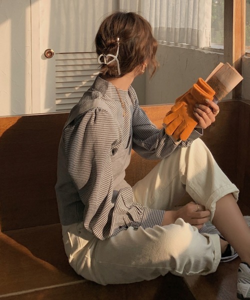 Girly Doll(ガーリードール)の「ベストビスチェ×ブラウスセットアップ 2枚セット(シャツ/ブラウス・レディース・ブラック/ベージュ/グレー/グレー系その他/ブラック系その他/キャメル/ブラック系その他2/グレー系その他2/イエロー系その他・FREE)」の18枚目の写真