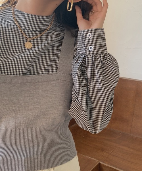 Girly Doll(ガーリードール)の「ベストビスチェ×ブラウスセットアップ 2枚セット(シャツ/ブラウス・レディース・ブラック/ベージュ/グレー/グレー系その他/ブラック系その他/キャメル/ブラック系その他2/グレー系その他2/イエロー系その他・FREE)」の19枚目の写真