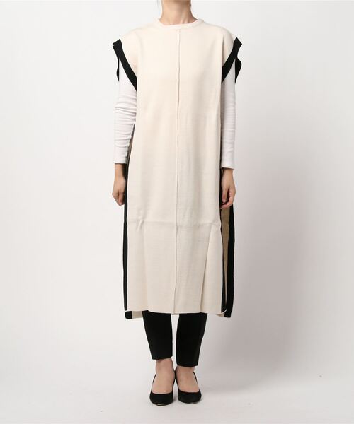 KOBE LETTUCE（コウベレタス）の「ロングニットベスト（ベスト・レディース・ブラック/ブラウン/オフホワイト・FREE）」の2枚目の写真