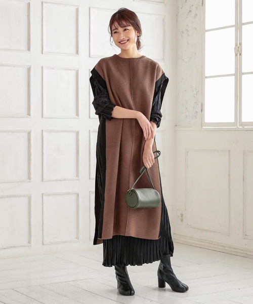 KOBE LETTUCE（コウベレタス）の「ロングニットベスト（ベスト・レディース・ブラック/ブラウン/オフホワイト・FREE）」の3枚目の写真