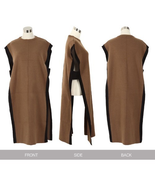 KOBE LETTUCE（コウベレタス）の「ロングニットベスト（ベスト・レディース・ブラック/ブラウン/オフホワイト・FREE）」の6枚目の写真