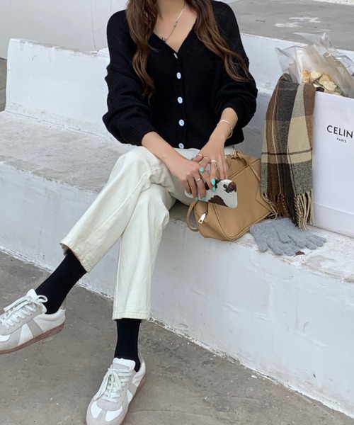 Girly Doll(ガーリードール)の「ざっくり大人ニットカーディガン(カーディガン/ボレロ・レディース・ベージュ/ピンク/ブルー/キャメル/ブラック/グレー/オレンジ・FREE)」の12枚目の写真