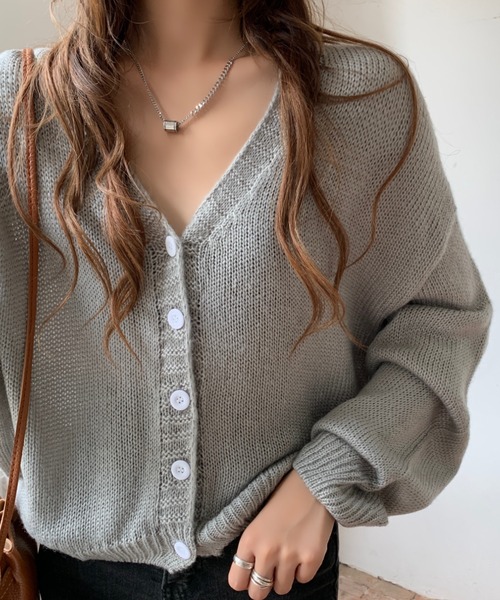 Girly Doll(ガーリードール)の「ざっくり大人ニットカーディガン(カーディガン/ボレロ・レディース・ベージュ/ピンク/ブルー/キャメル/ブラック/グレー/オレンジ・FREE)」の13枚目の写真