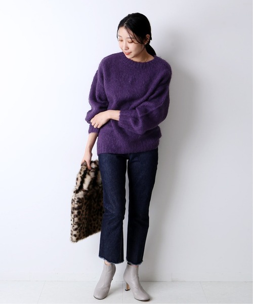 journal standard L'essage(ジャーナルスタンダードレサージュ)の「ウールモヘヤクルーネックプルオーバー◆(ニット/セーター・レディース・パープル/グレー/グリーン・FREE)」の4枚目の写真