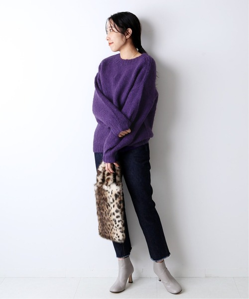 journal standard L'essage(ジャーナルスタンダードレサージュ)の「ウールモヘヤクルーネックプルオーバー◆(ニット/セーター・レディース・パープル/グレー/グリーン・FREE)」の6枚目の写真