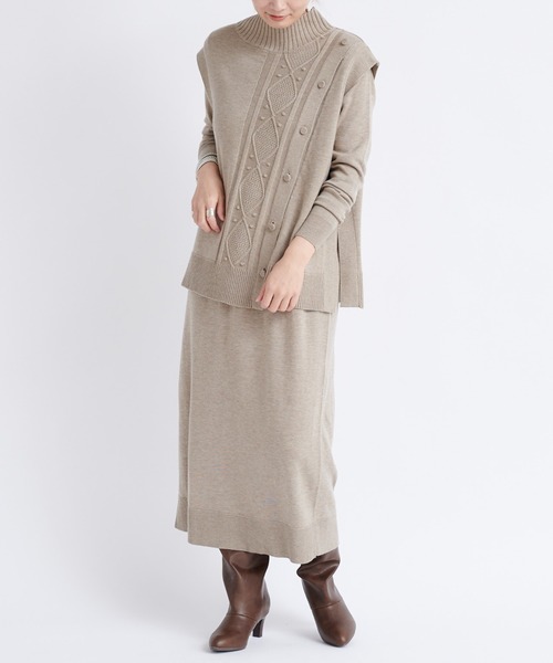 ケーブルベスト ニットワンピース ワンピース Doudou ドゥドゥ のファッション セール ワンピース Web限定