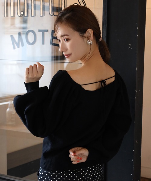 one after another NICE CLAUP(ワンアフターアナザーナイスクラップ)の「フロントギャザーニット(ニット/セーター・レディース・アイボリー/ブラック/ベージュ/ラベンダー/ベージュ系その他・FREE)」の13枚目の写真