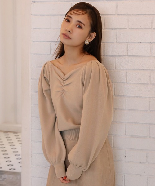 one after another NICE CLAUP(ワンアフターアナザーナイスクラップ)の「フロントギャザーニット(ニット/セーター・レディース・アイボリー/ブラック/ベージュ/ラベンダー/ベージュ系その他・FREE)」の17枚目の写真