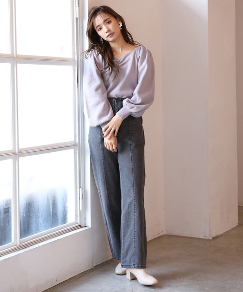 one after another NICE CLAUP(ワンアフターアナザーナイスクラップ)の「フロントギャザーニット(ニット/セーター・レディース・アイボリー/ブラック/ベージュ/ラベンダー/ベージュ系その他・FREE)」の7枚目の写真