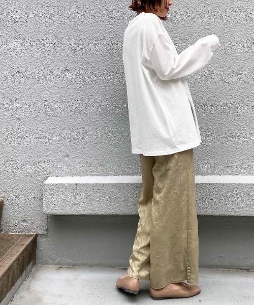 PICCIN（ピッチン）の「ヘビーウェイトスリットロンT（Tシャツ/カットソー・レディース・ブラック/オフホワイト/ライトベージュ・M）」の11枚目の写真