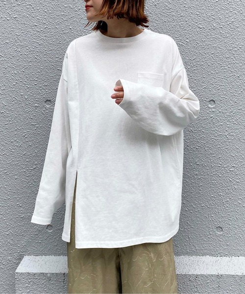 PICCIN（ピッチン）の「ヘビーウェイトスリットロンT（Tシャツ/カットソー・レディース・ブラック/オフホワイト/ライトベージュ・M）」の16枚目の写真