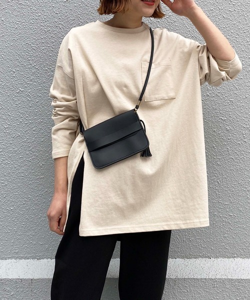 PICCIN（ピッチン）の「ヘビーウェイトスリットロンT（Tシャツ/カットソー・レディース・ブラック/オフホワイト/ライトベージュ・M）」の13枚目の写真