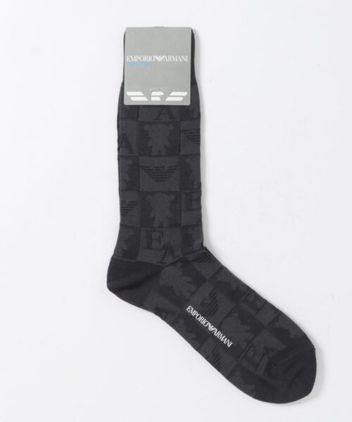 EMPORIO ARMANI(エンポリオアルマーニ)の「EMPORIO ARMANI メンズ マンガベア&ロゴ ブロック柄 クルーソックス 02342387(ソックス/靴下・メンズ・ブラック/ネイビー/ブルー/チャコール/レッド・25-27CM/27-29cm)」の6枚目の写真