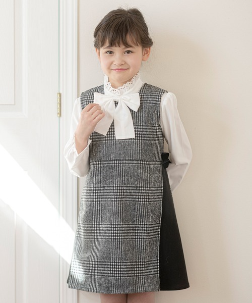 Catherine Cottage(キャサリンコテージ)の「サイド切替チェックジャンパスカート(ジャンパースカート・キッズ・ブラウン/グレー・110/120/130/140/150)」の2枚目の写真