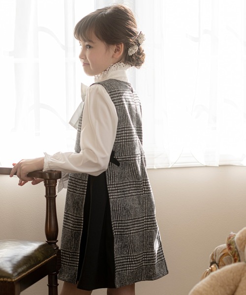 Catherine Cottage(キャサリンコテージ)の「サイド切替チェックジャンパスカート(ジャンパースカート・キッズ・ブラウン/グレー・110/120/130/140/150)」の5枚目の写真