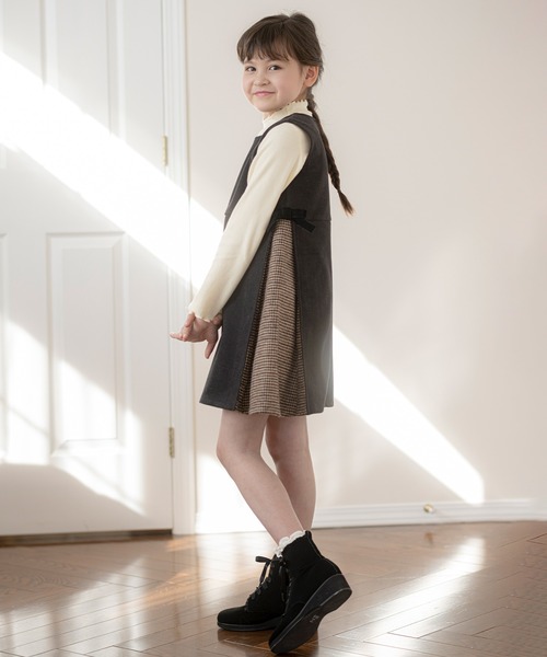 Catherine Cottage(キャサリンコテージ)の「サイド切替チェックジャンパスカート(ジャンパースカート・キッズ・ブラウン/グレー・110/120/130/140/150)」の7枚目の写真