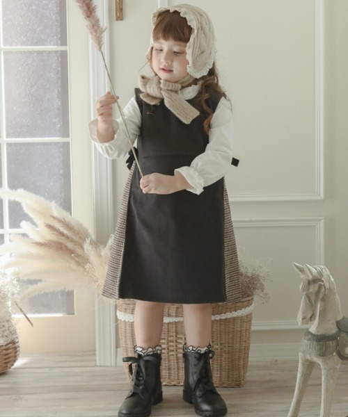 Catherine Cottage(キャサリンコテージ)の「サイド切替チェックジャンパスカート(ジャンパースカート・キッズ・ブラウン/グレー・110/120/130/140/150)」の17枚目の写真