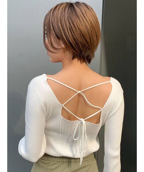 MURUA(ムルーア)の「ランダムリブニットトップス(ニット/セーター・レディース・ブラック/ベージュ/オフホワイト・FREE)」の20枚目の写真