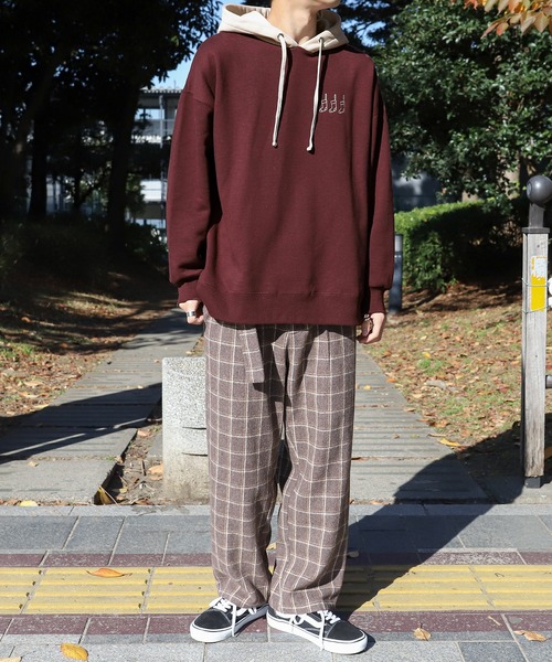 PairPair(ペアペア)の「配色フーディーBIGパーカー(ユニセックス)(パーカー・レディース・ブラウン/ブルー/アイボリー・FREE)」の13枚目の写真