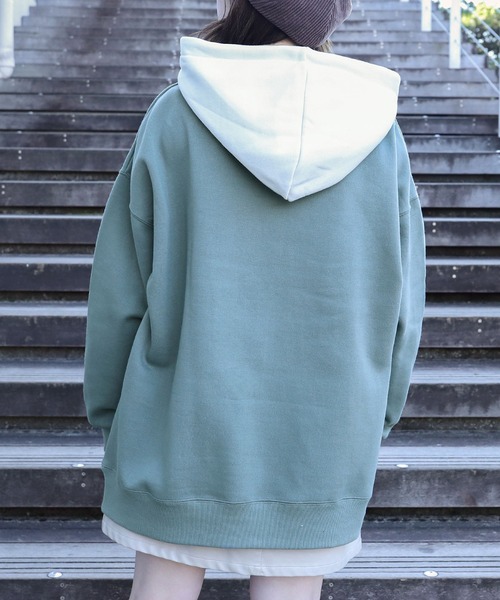 PairPair(ペアペア)の「配色フーディーBIGパーカー(ユニセックス)(パーカー・レディース・ブラウン/ブルー/アイボリー・FREE)」の14枚目の写真