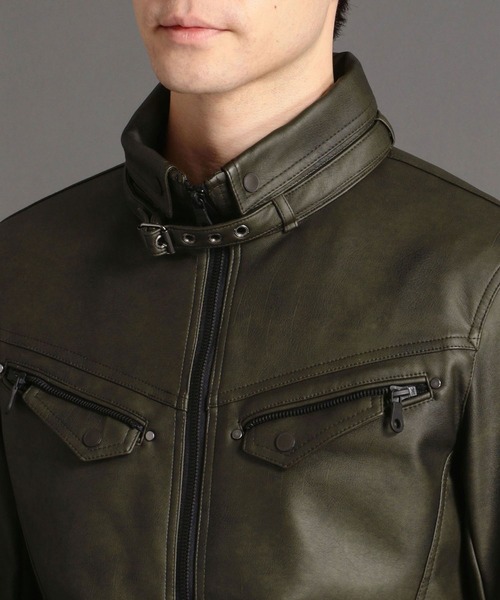 ハイダウェイニコル レザージャケットライトグレー Mサイズ　パーカー　2点 ハイダウェイニコル レザージャケットライトグレー Mサイズ