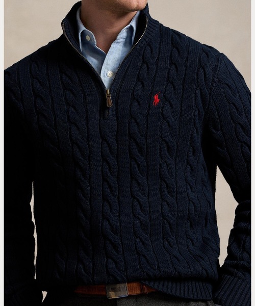 ケーブルニット コットン クォータージップ セーター（ニット/セーター