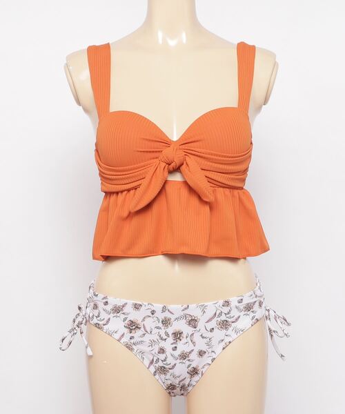 TOTASU ELEVEN（トータスイレブン）の「【ムラサキスポーツ別注】TOTASU ELEVEN/トータスイレブン  リボンフリルビキニ  12532（水着・レディース・ブラック/ベージュ/オレンジ・9号）」の6枚目の写真