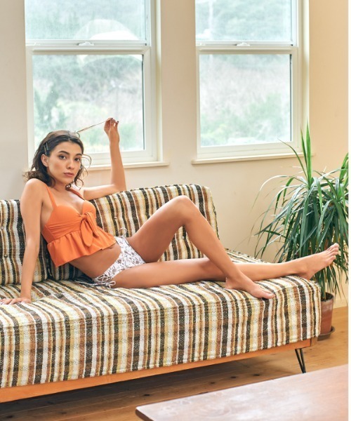 TOTASU ELEVEN（トータスイレブン）の「【ムラサキスポーツ別注】TOTASU ELEVEN/トータスイレブン  リボンフリルビキニ  12532（水着・レディース・ブラック/ベージュ/オレンジ・9号）」の9枚目の写真