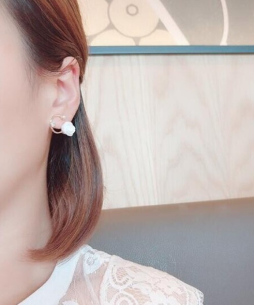 高級鍍金シルバー925ポスト フープピアス イヤリングパールグラデーションロングピアスアクセサリー