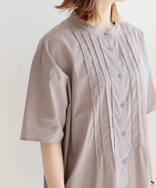 reca（レカ）の「フロントピンタックバンドカラーシャツ（シャツ/ブラウス・レディース・パープル系その他/パープル系その他2/ブルー系その他/オフホワイト・M）」の5枚目の写真